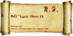 Mátyus Henrik névjegykártya