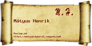 Mátyus Henrik névjegykártya